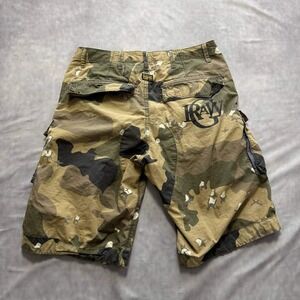 G-Star RAW Mens Camo Cargo Shorts Green Brown Woodland Camouflage Ripstop